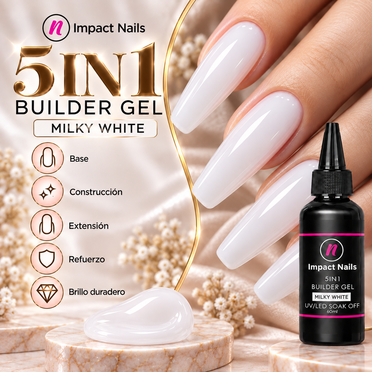Builder Gel Filler Milky White.